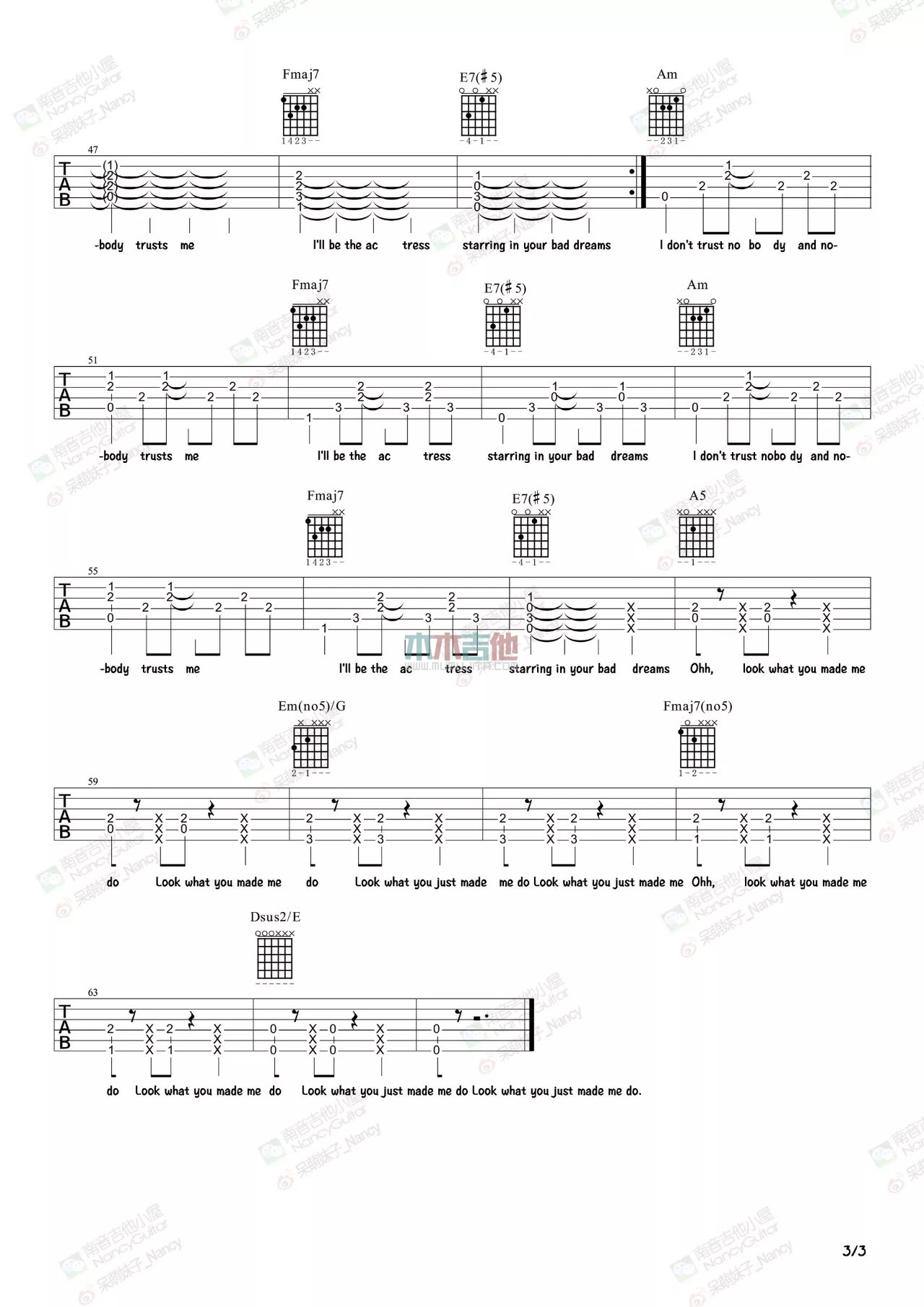 Taylor,Swift《Look What You Made Me Do》吉他谱-Guitar Music Score