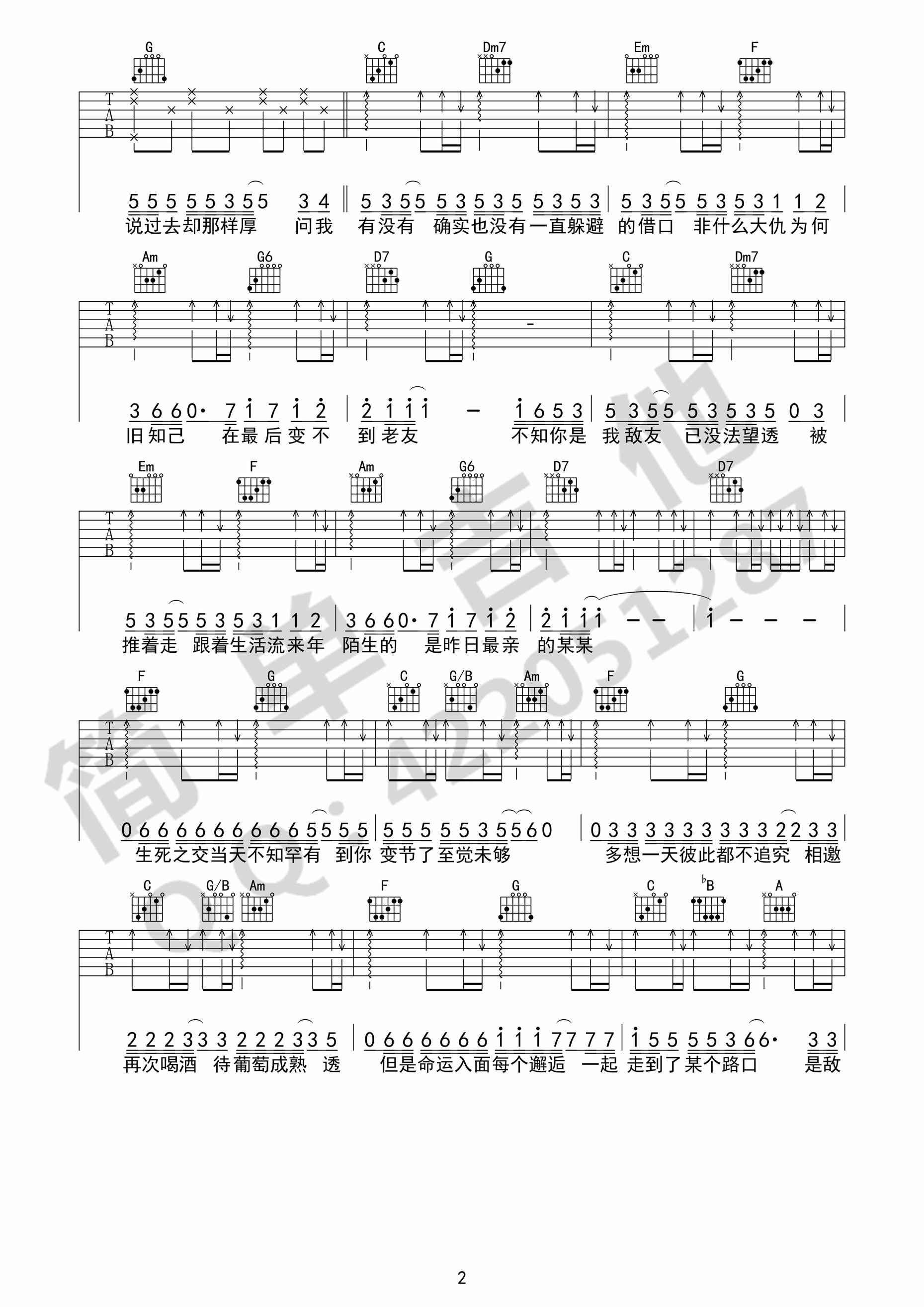 陈奕迅《最佳损友》吉他谱-Guitar Music Score