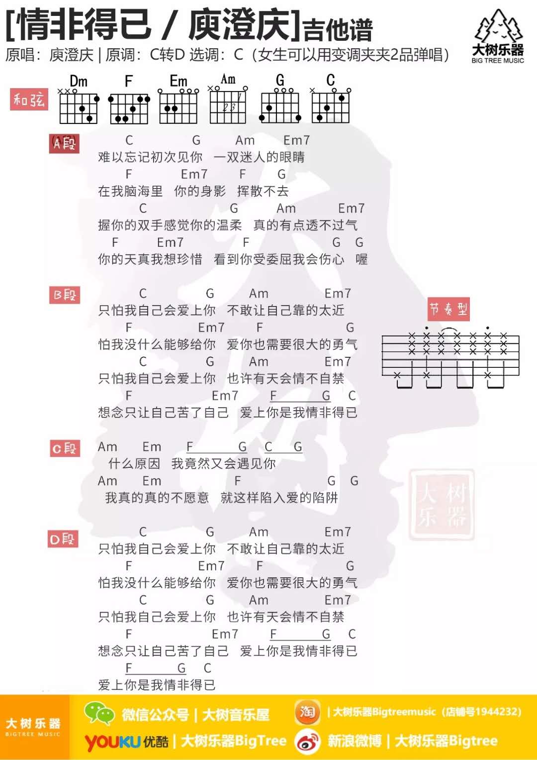 庾澄庆《情非得已》吉他谱-Guitar Music Score