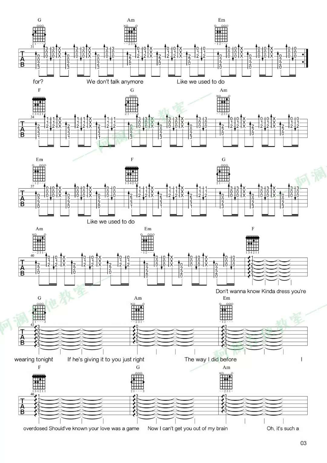 Charlie,Puth,Selena,Gomez《We Dont Talk Anymore》吉他谱(F调)-Guitar Music Score