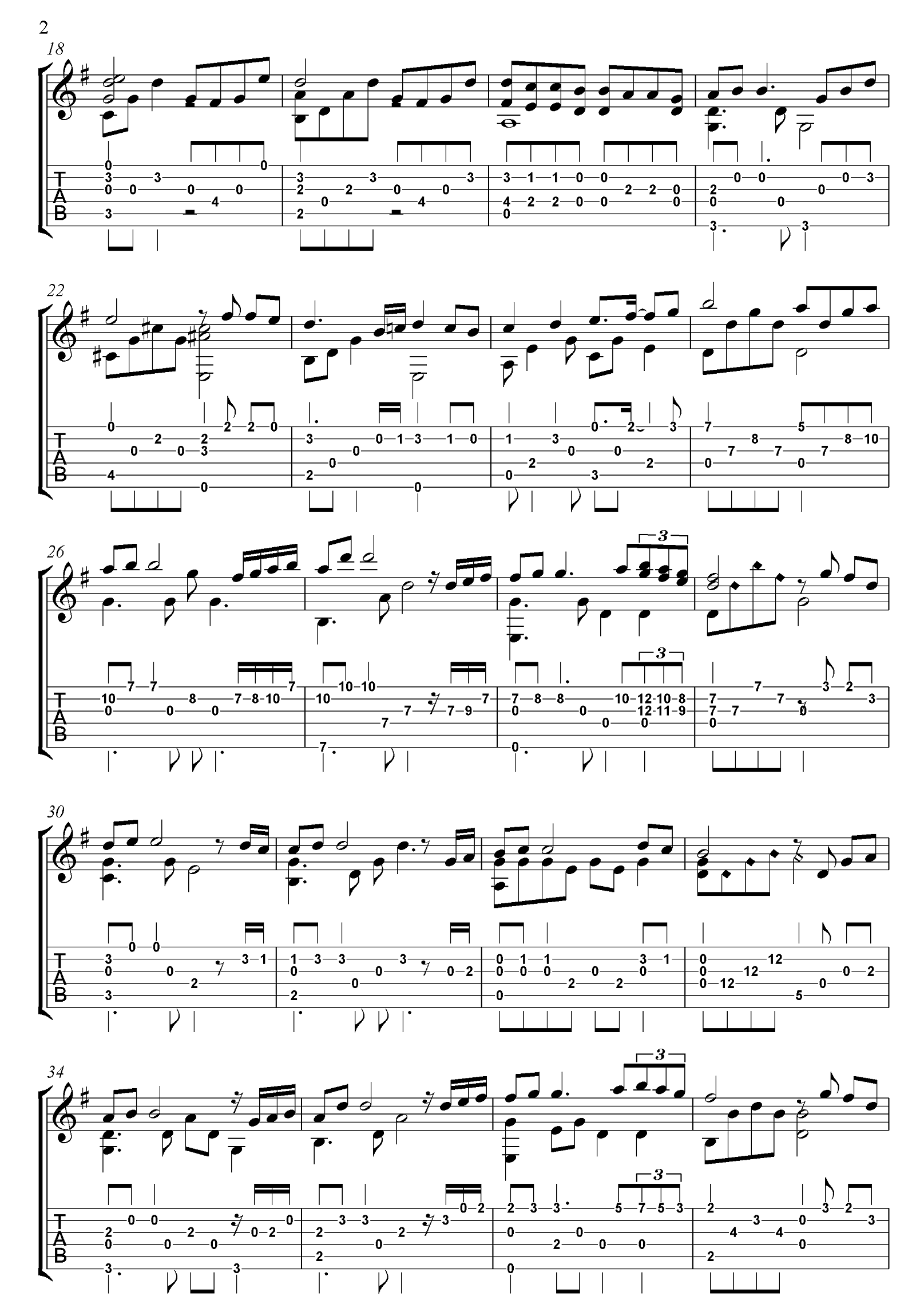 Yiruma《Kiss The Rain 雨的印记  指弹 》吉他谱-Guitar Music Score