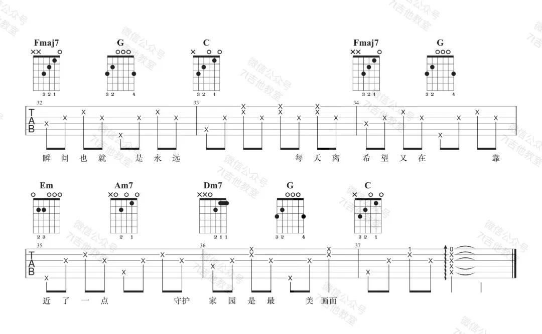 张学友《等风雨经过 简单版 》吉他谱(C调)-Guitar Music Score