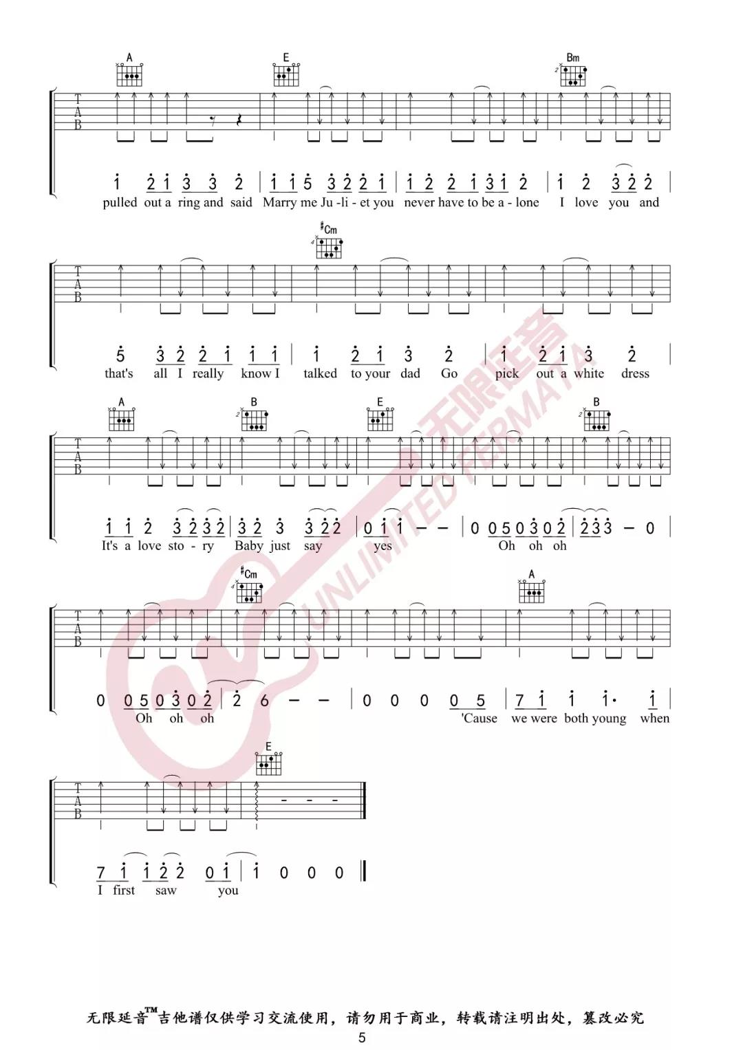 Taylor,Swift《Love Story》吉他谱(D调)-Guitar Music Score