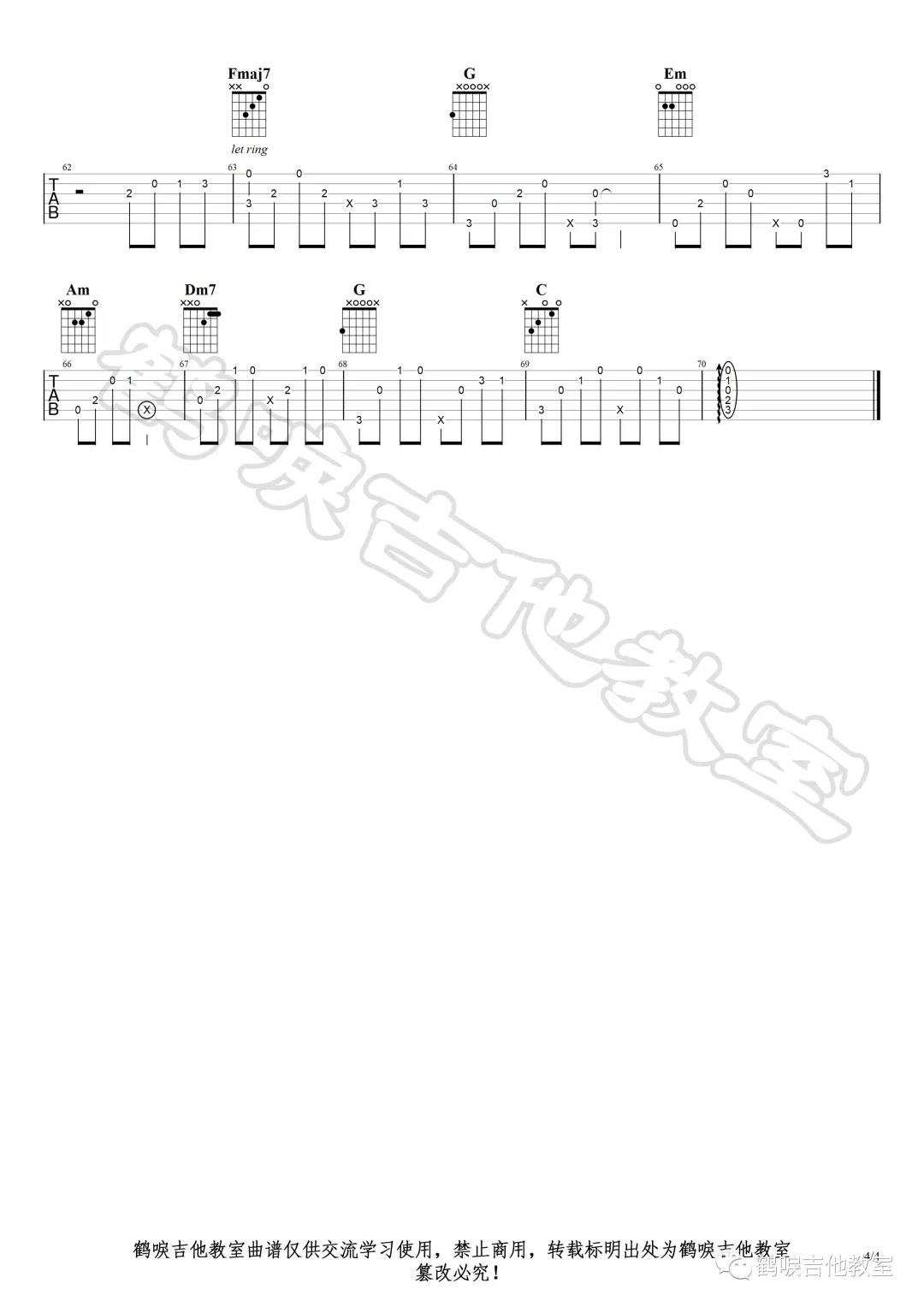 林俊杰《always online》吉他谱(f调)-guitar music score