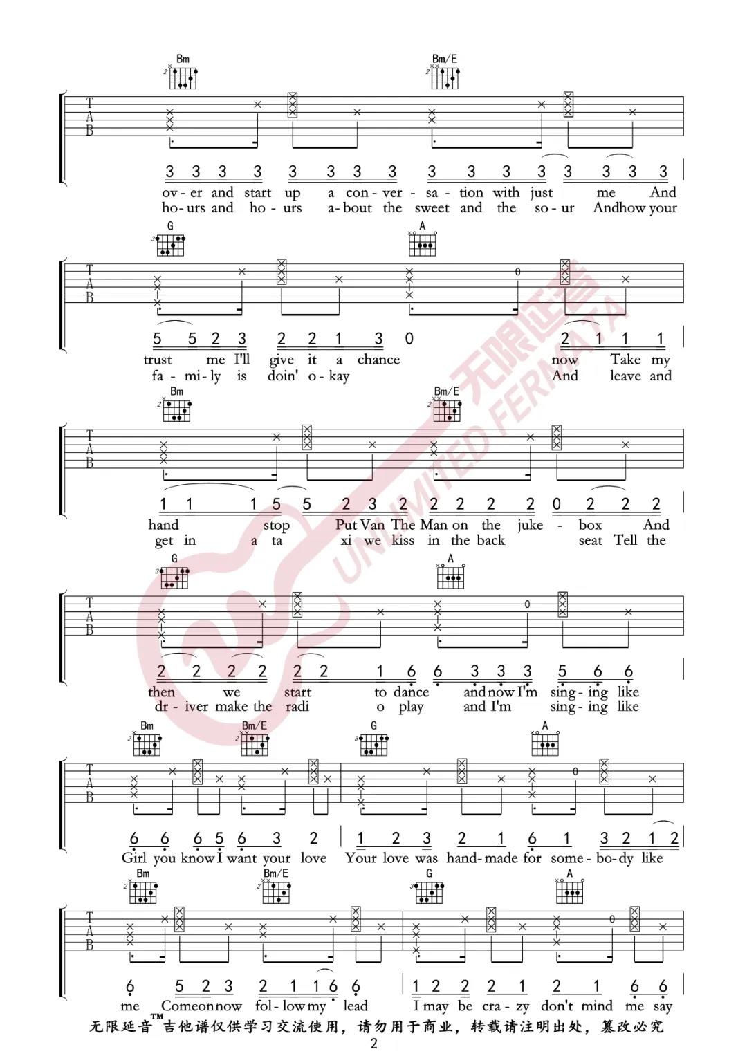 Ed,Sheeran《Shape Of You》吉他谱(D调)-Guitar Music Score