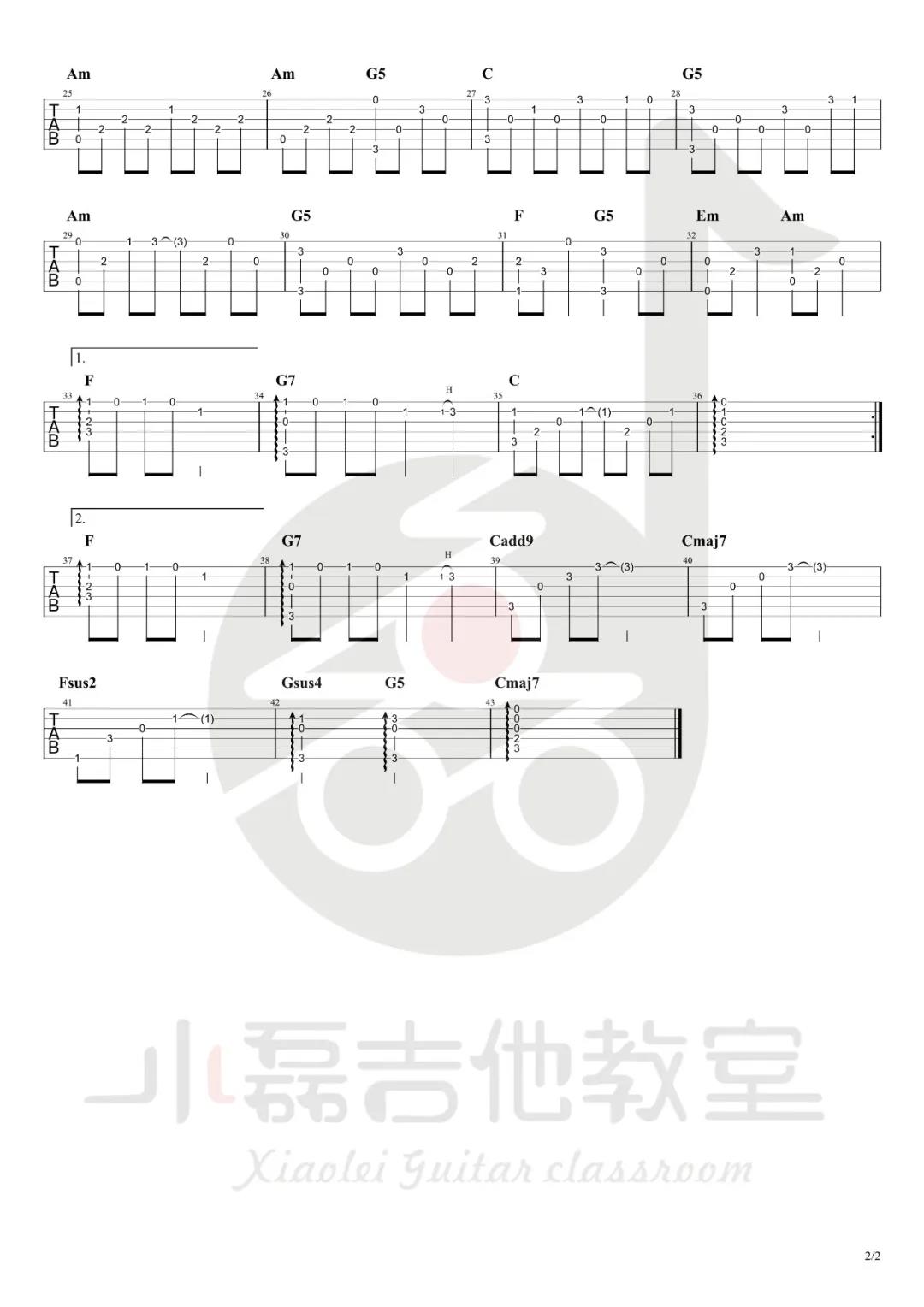儿童歌曲《虫儿飞（指弹）》吉他谱(C调)-Guitar Music Score