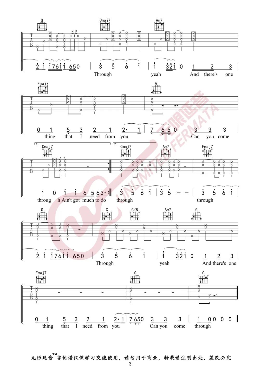 Jeremy,Zucker《Comethru》吉他谱(C调)-Guitar Music Score