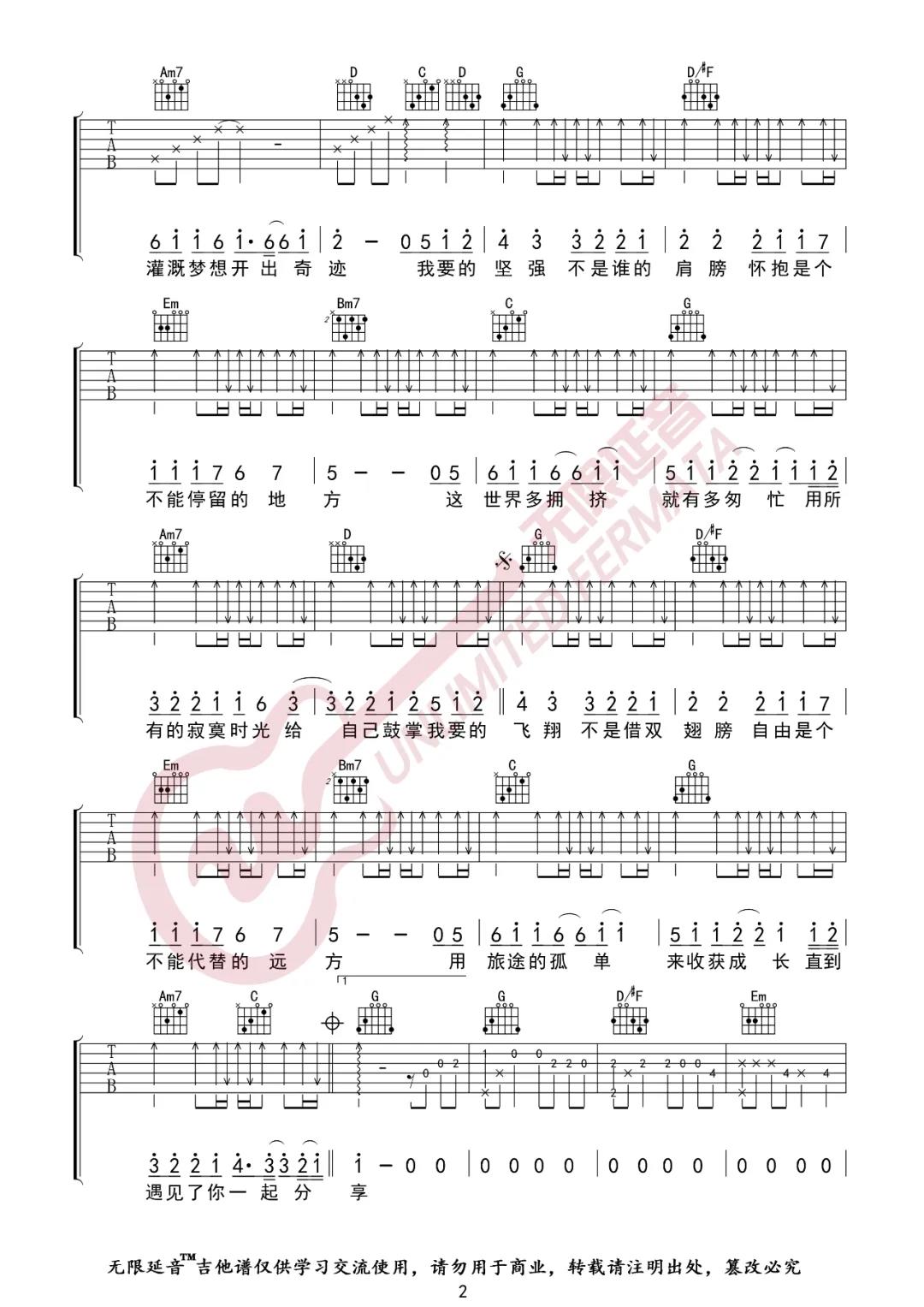 许飞《我要的飞翔》吉他谱(G调)-Guitar Music Score