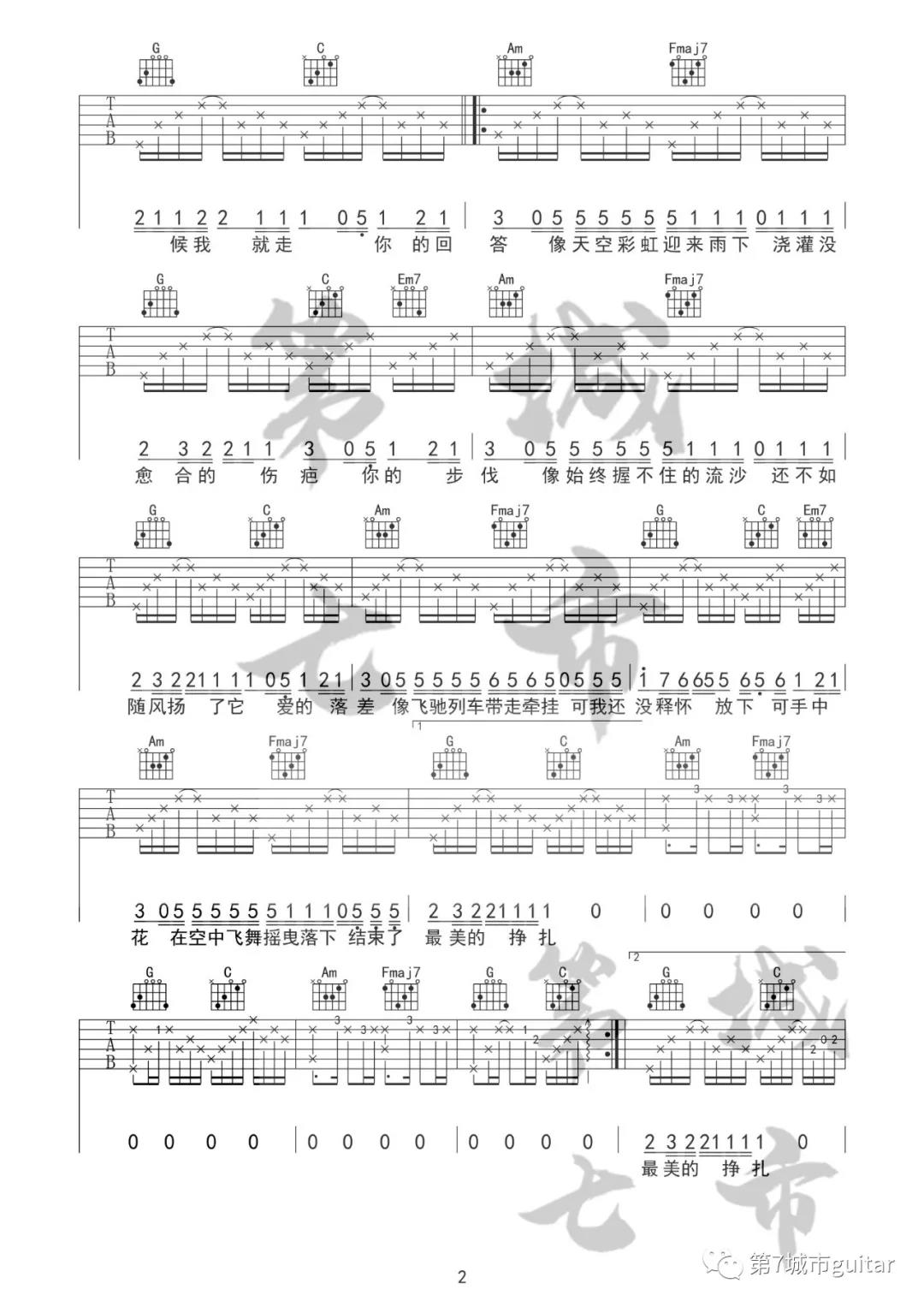 IN-K,王忻辰《落差》吉他谱(F调)-Guitar Music Score