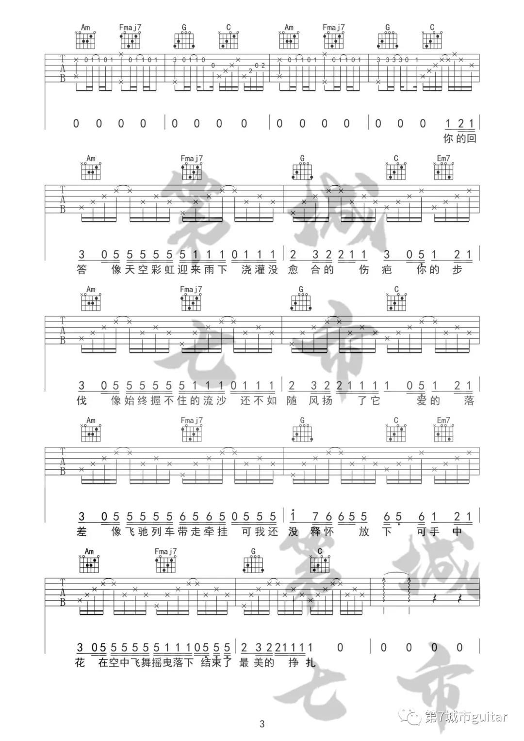 IN-K,王忻辰《落差》吉他谱(F调)-Guitar Music Score
