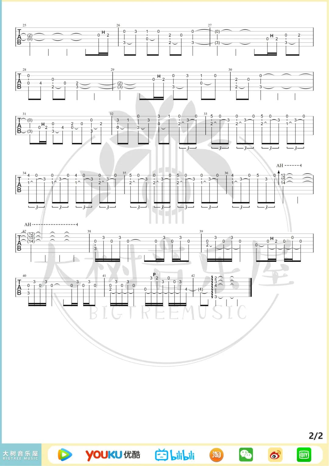 游戏动漫《三叶的主题曲（指弹）》吉他谱(G调)-Guitar Music Score
