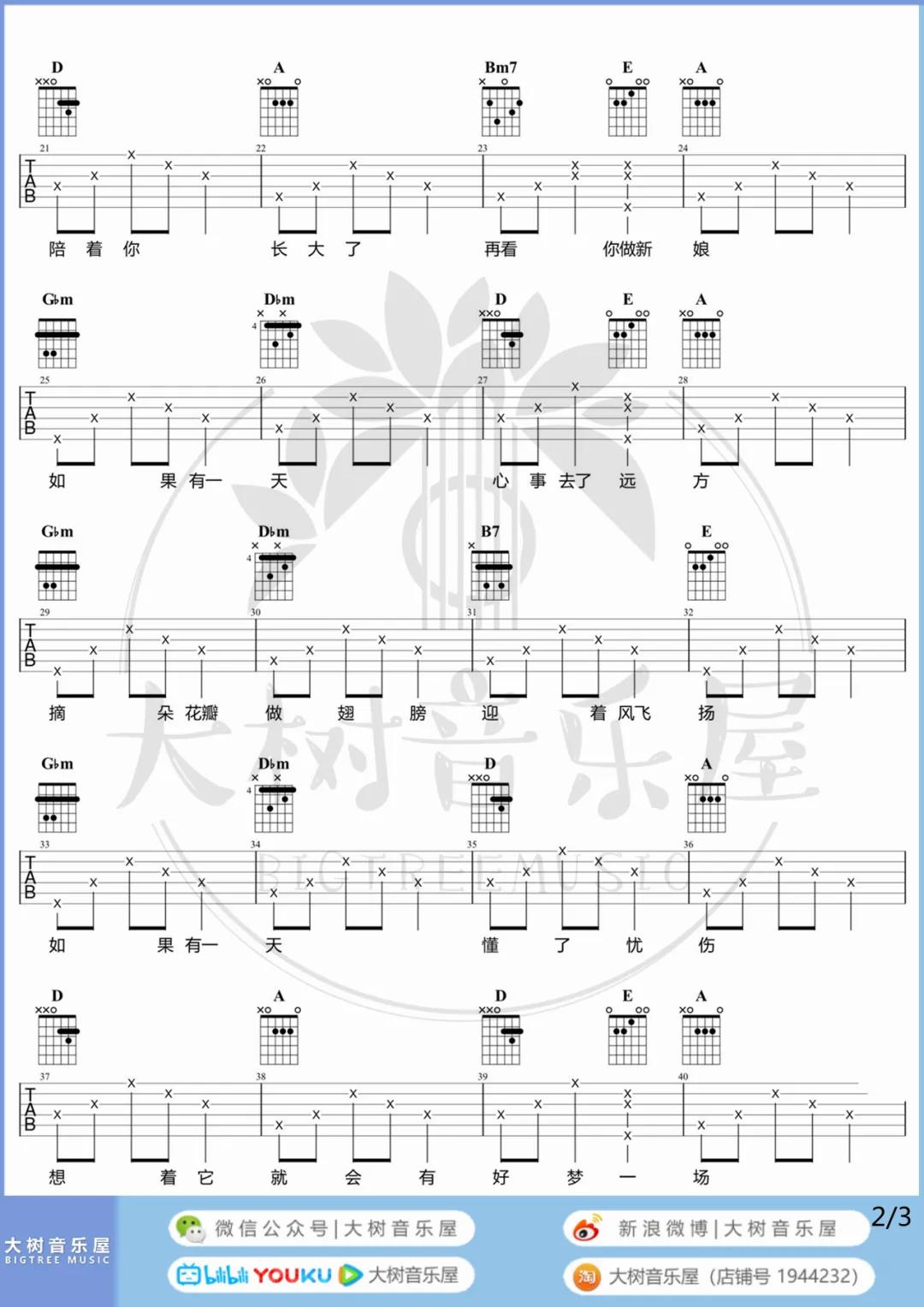 张小斐《萱草花》吉他谱(A调)-Guitar Music Score
