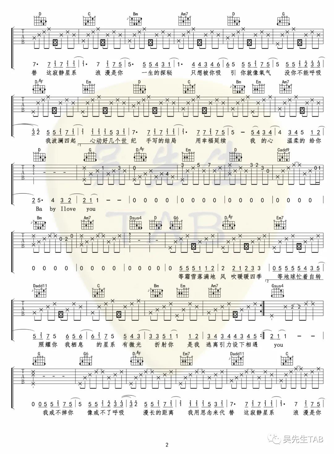 小蓝背心《目及皆是你》吉他谱(G调)-Guitar Music Score