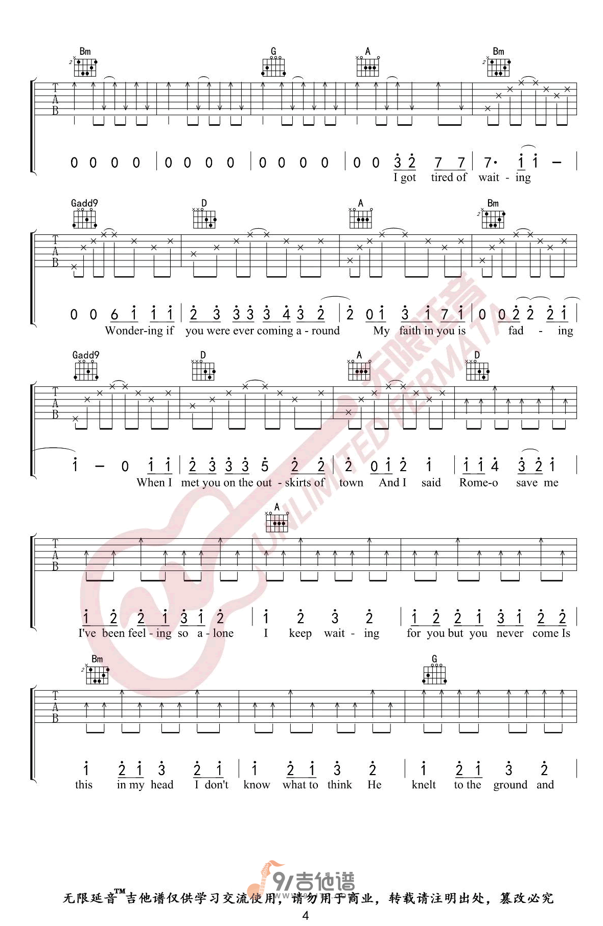 Love-Story吉他谱4-Taylor-Swift-D调指法