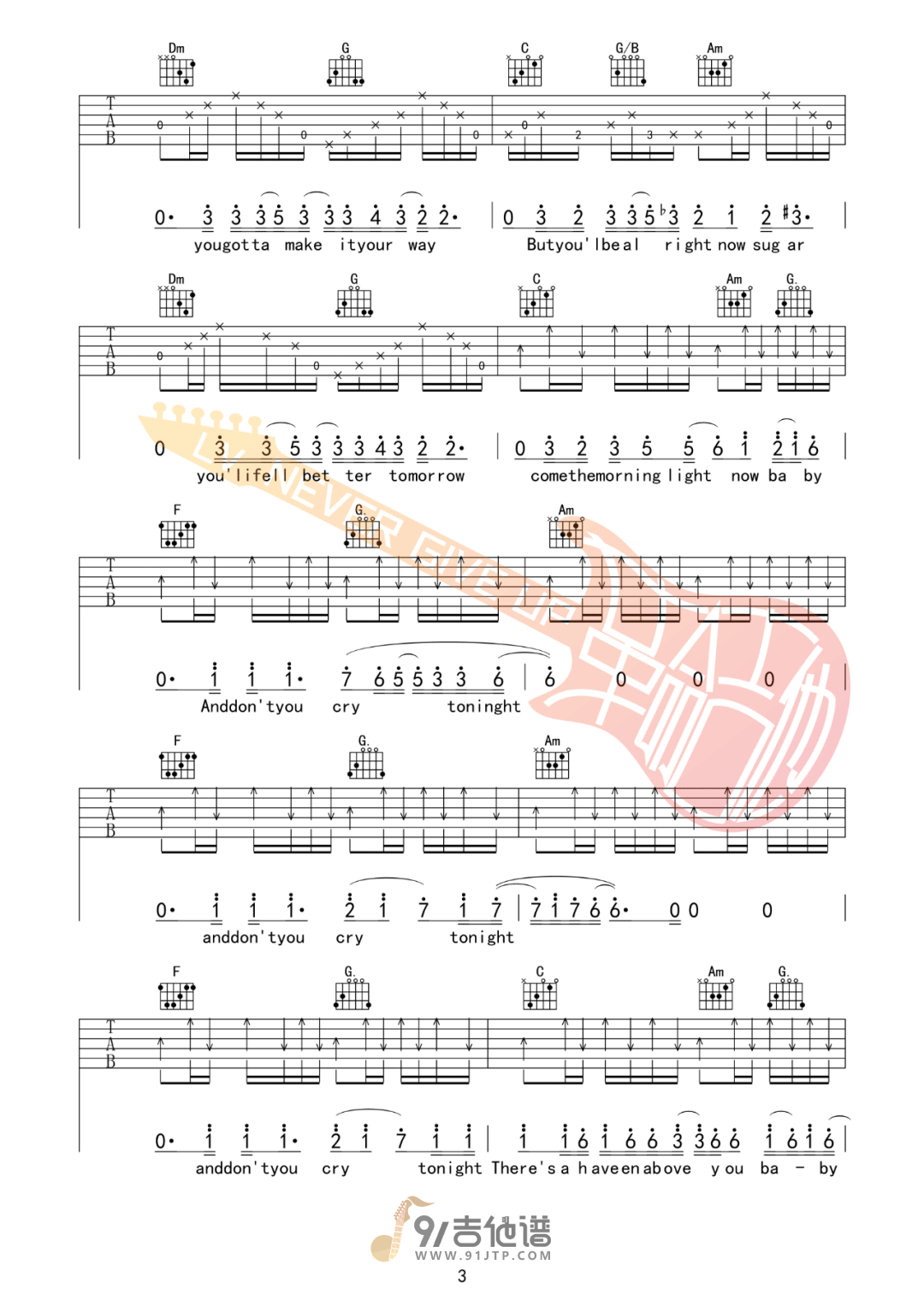 Dont cry-枪花乐队五线谱预览5-钢琴谱文件（五线谱、双手简谱、数字谱、Midi、PDF）免费下载