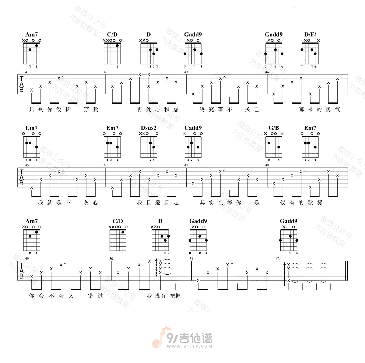 连名带姓吉他谱3-张惠妹-G调指法