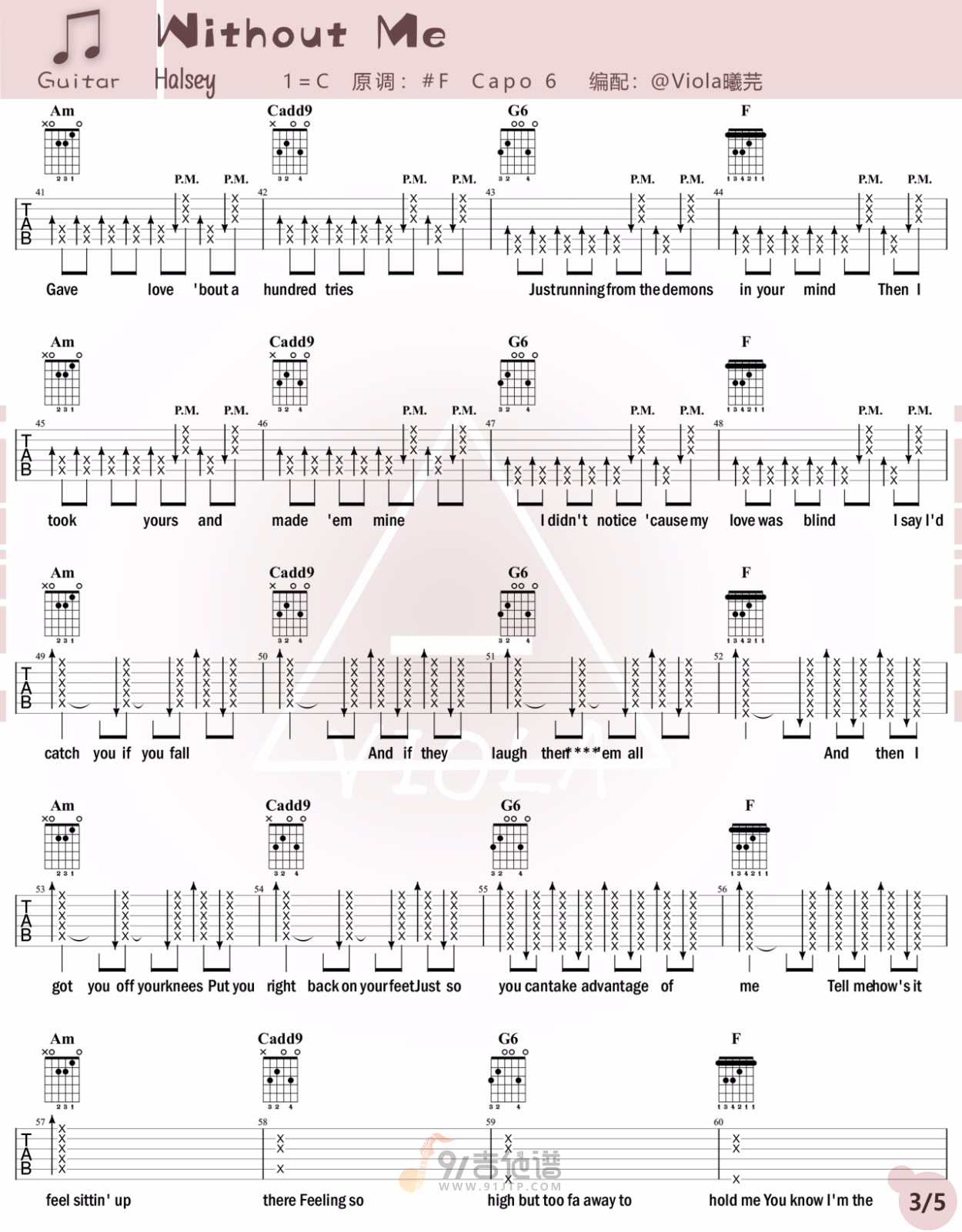Without Me吉他谱3-Halsey-C调指法