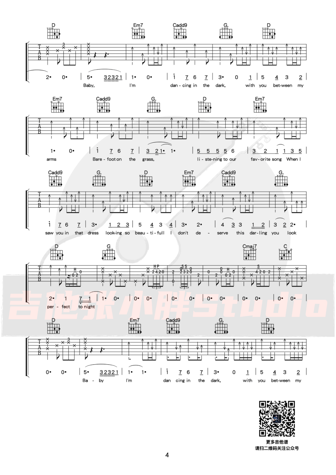 Perfect吉他谱4-Ed-Sheeran-G调指法