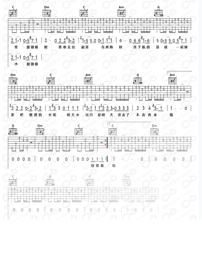 纯洁2016吉他谱2-木马乐队-C调指法